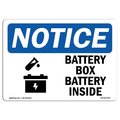 Signmission OSHA Notice Sign, 10" Height, Aluminum, Battery Box Battery Inside Sign With Symbol, Landscape OS-NS-A-1014-L-10307